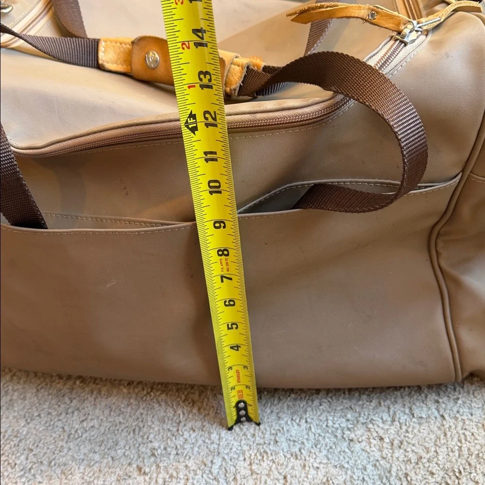 Jon Hart Design Tan/Brown Leather-Trim Duffle